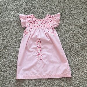 Six Honeybees Flutter Sleeve Puebla Dress with Multicolored Floral Embroidery